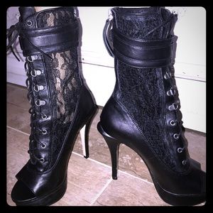 Sexy leather and lace stilletos.